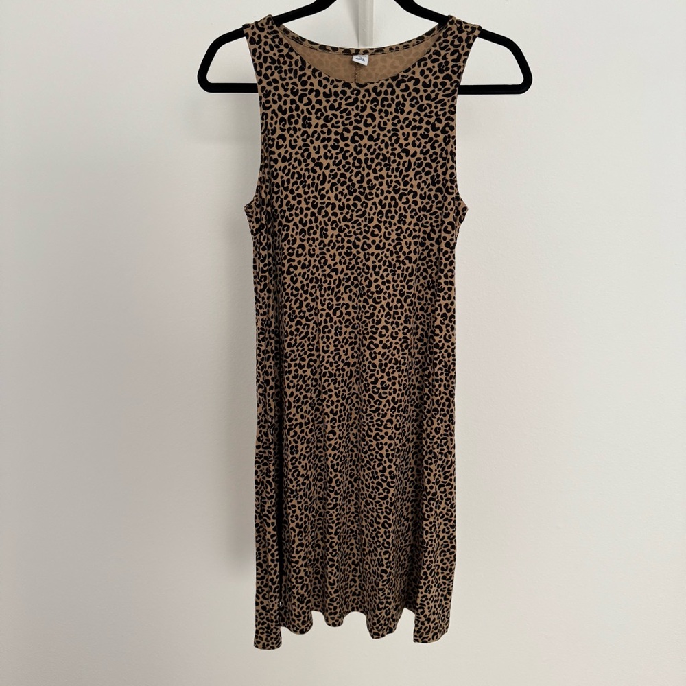 Old Navy Leopard Print Jersey Knit Tank Dress Medium